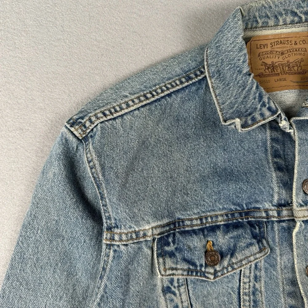 Levi's Denim Trucker Jacket Women's Large Blue 1984 Distressed Workwear 57510